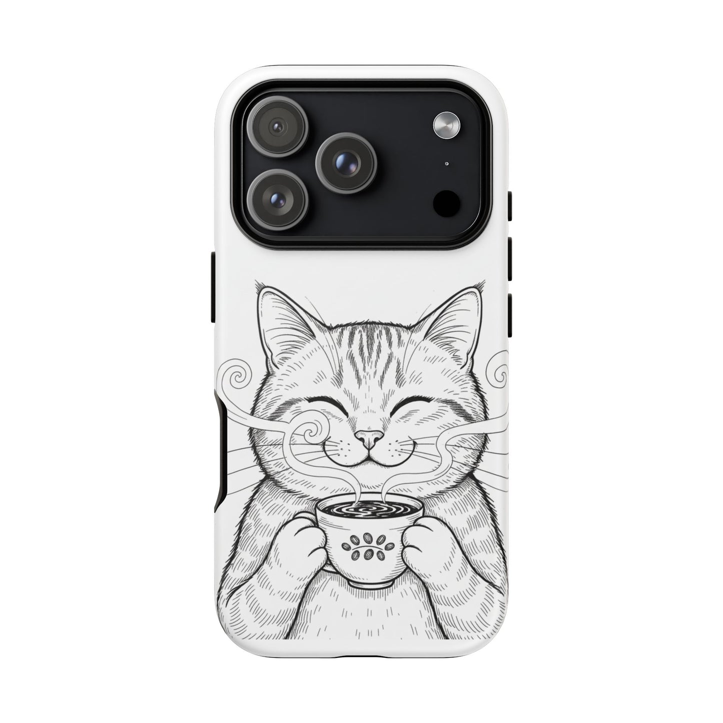 The Purrfectly Tough Coffee Cat Case — Cute Face, Zero Cracks.