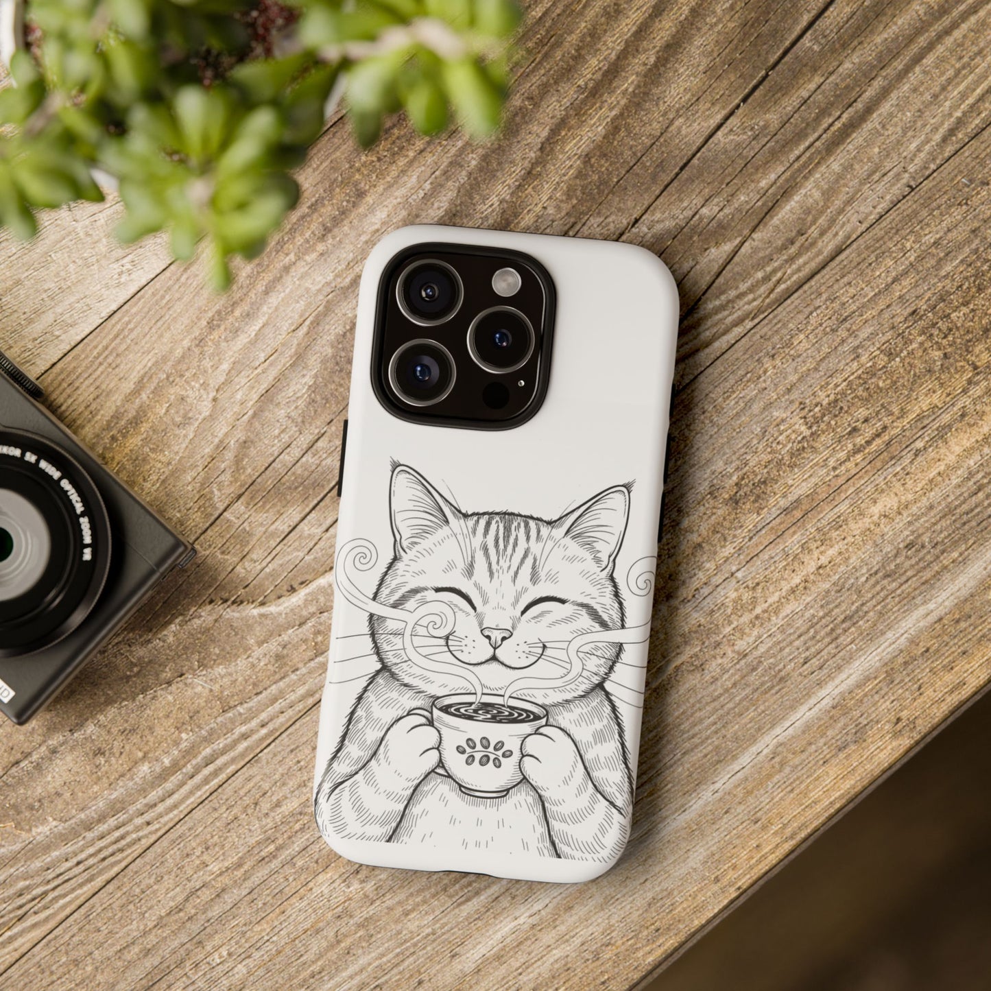 The Purrfectly Tough Coffee Cat Case — Cute Face, Zero Cracks.
