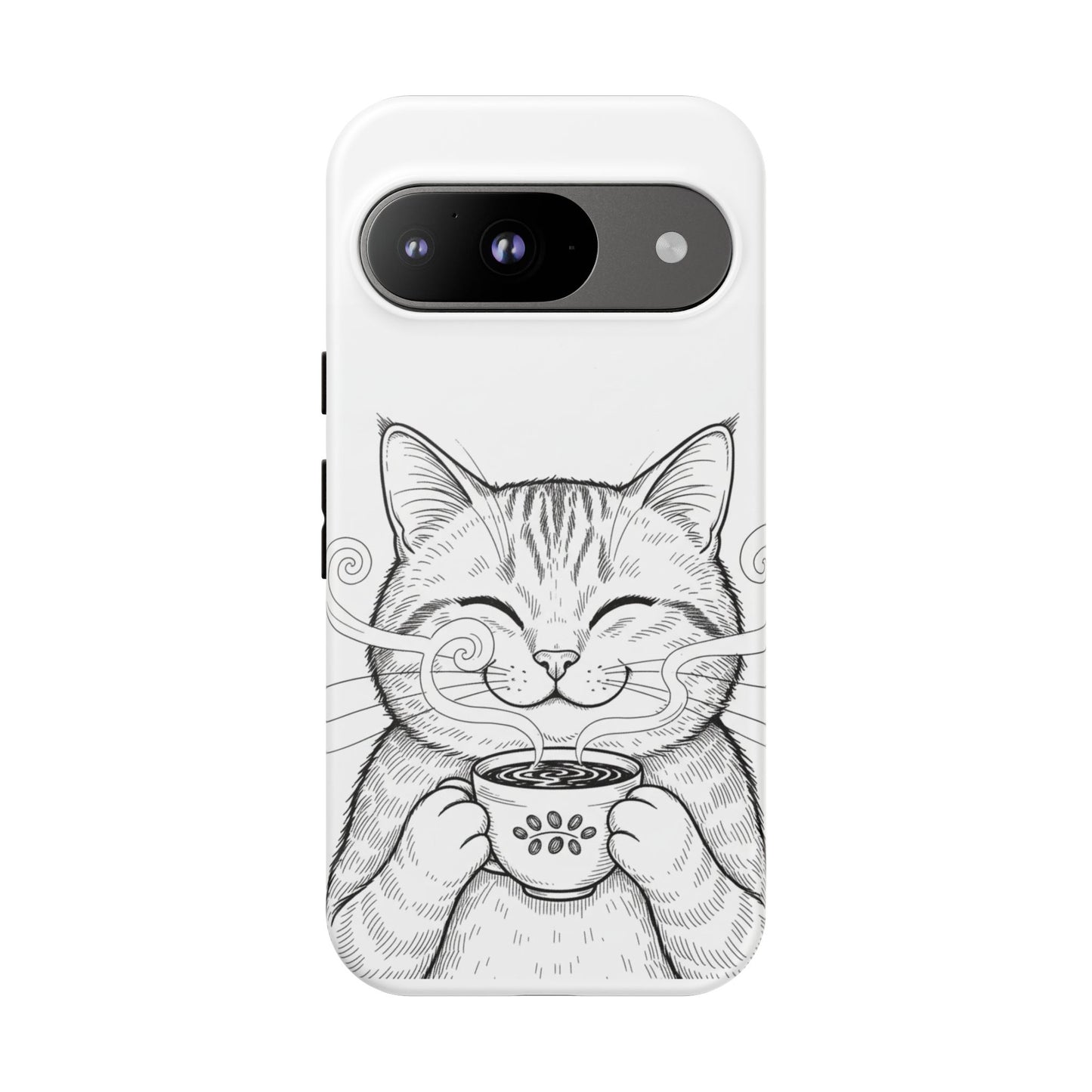 The Purrfectly Tough Coffee Cat Case — Cute Face, Zero Cracks.