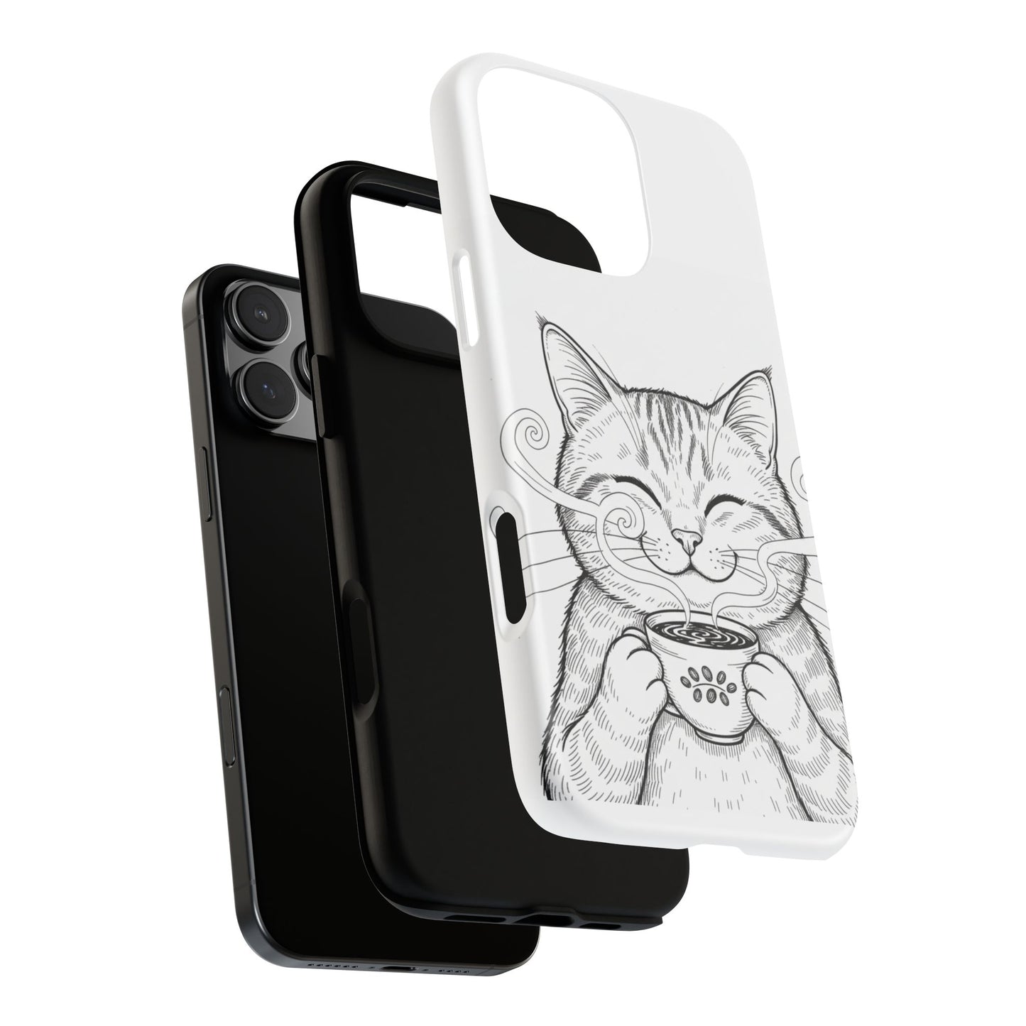 The Purrfectly Tough Coffee Cat Case — Cute Face, Zero Cracks.