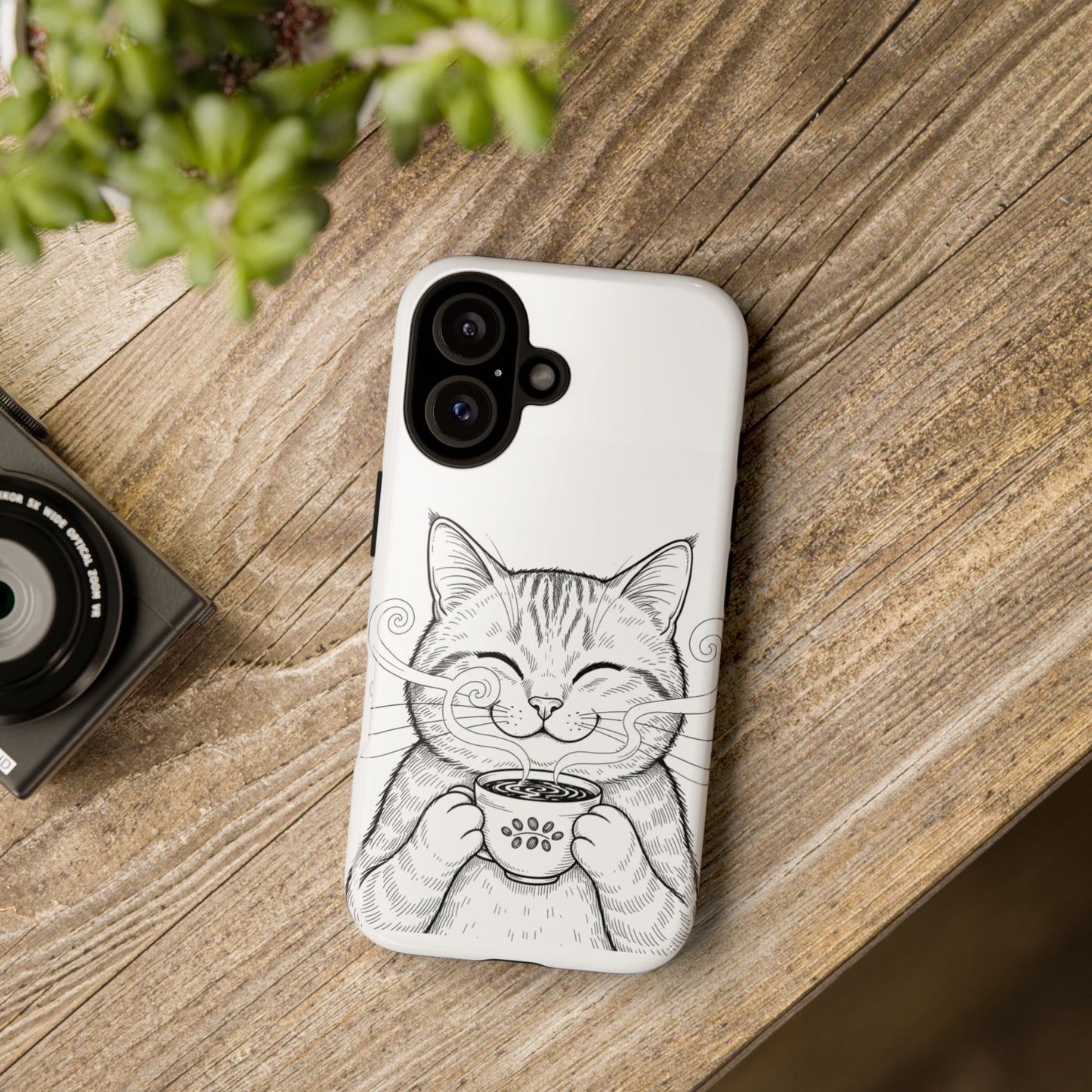 The Purrfectly Tough Coffee Cat Case — Cute Face, Zero Cracks.