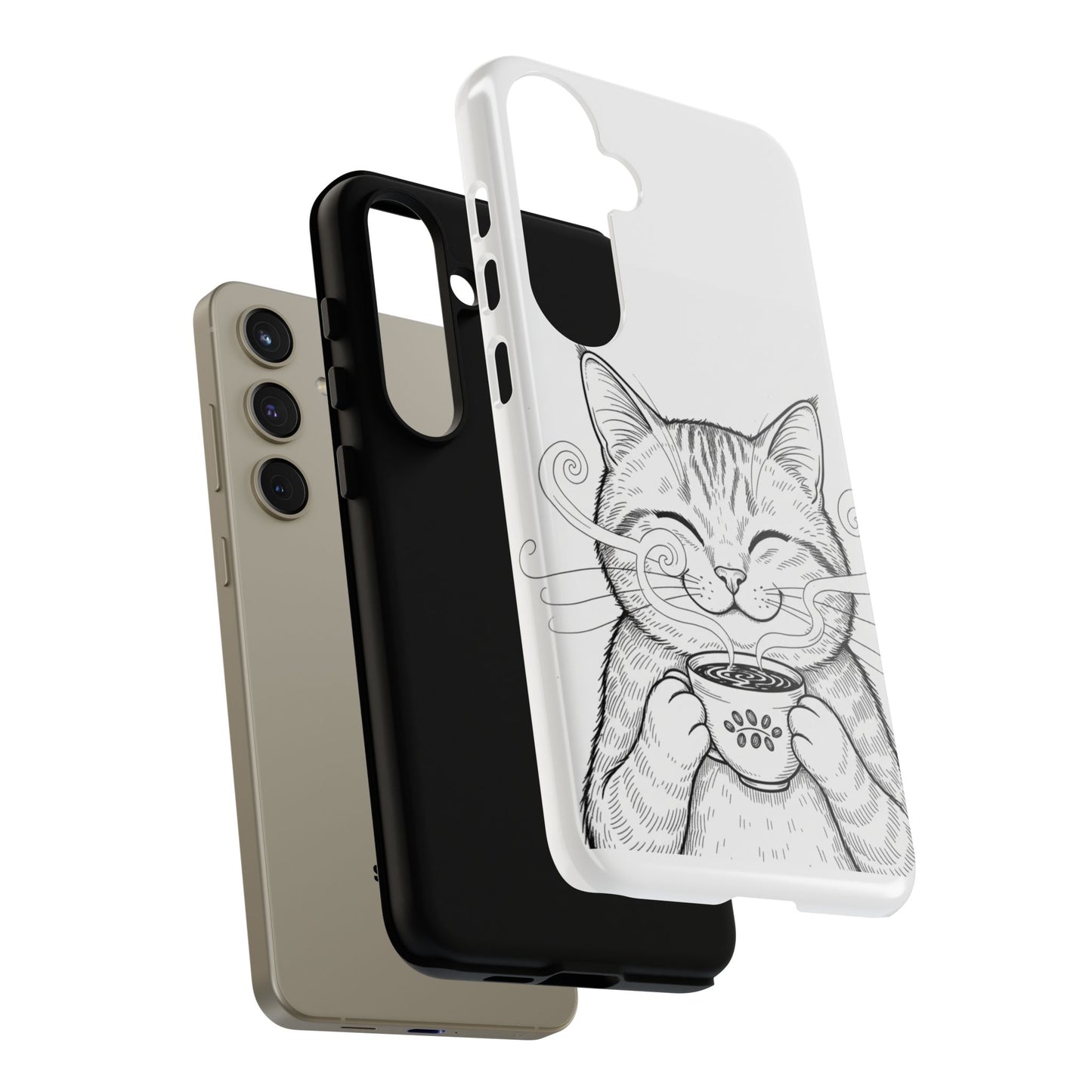 The Purrfectly Tough Coffee Cat Case — Cute Face, Zero Cracks.