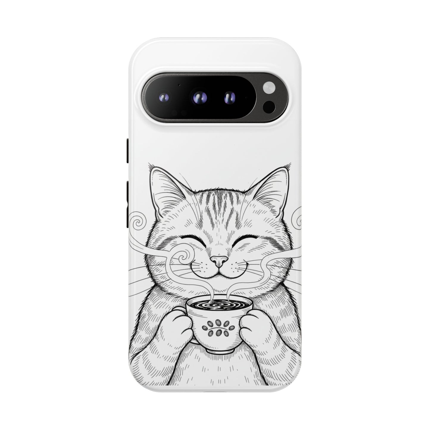 The Purrfectly Tough Coffee Cat Case — Cute Face, Zero Cracks.