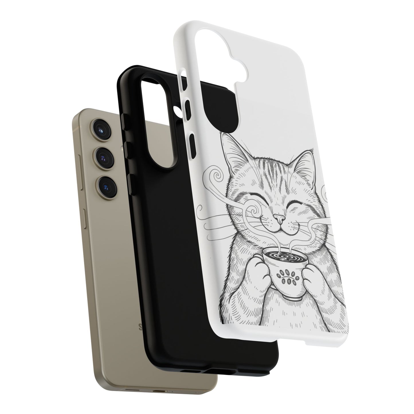 The Purrfectly Tough Coffee Cat Case — Cute Face, Zero Cracks.