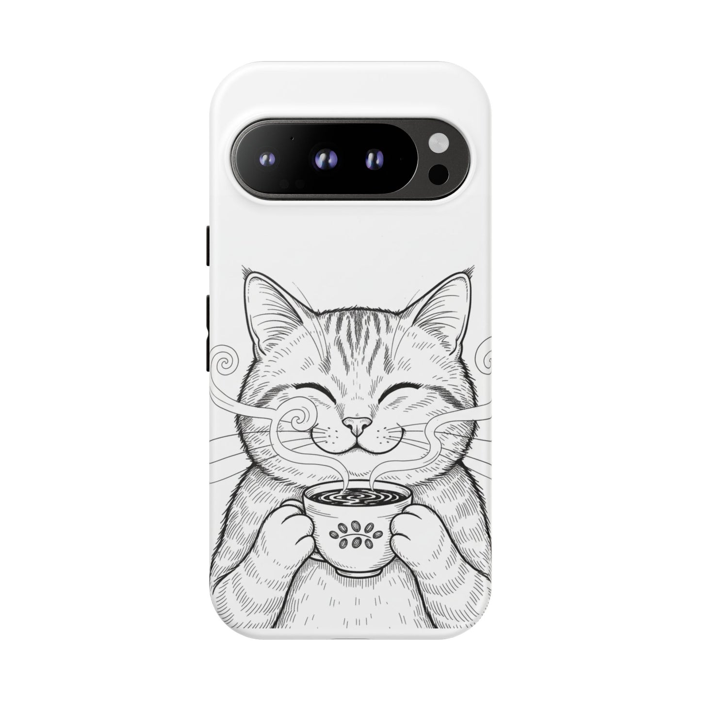 The Purrfectly Tough Coffee Cat Case — Cute Face, Zero Cracks.
