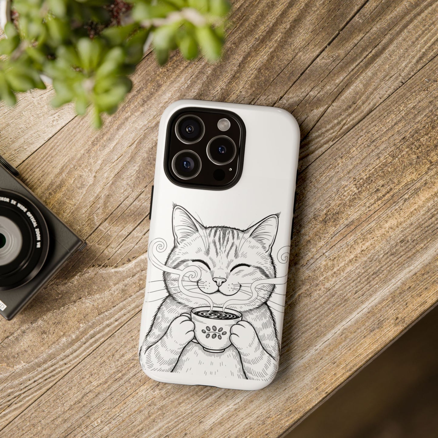 The Purrfectly Tough Coffee Cat Case — Cute Face, Zero Cracks.