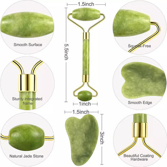 Green Jade Roller and Gua-Sha Twin Set