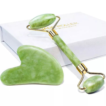 Green Jade Roller and Gua-Sha Twin Set