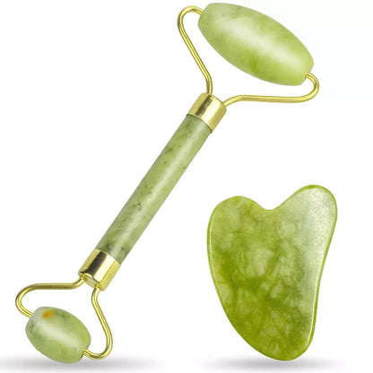 Green Jade Roller and Gua-Sha Twin Set